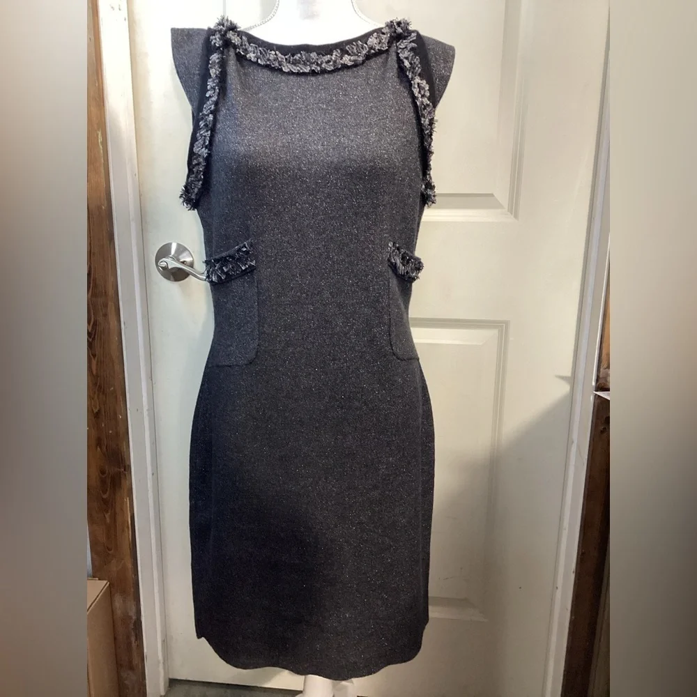 CHANEL Authenticated Gray Textured Midi Dress